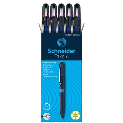 Химикалка четирицветна Take 4 тъмно синя