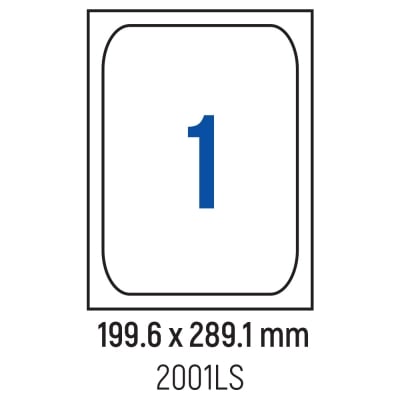 Етикети лепящи обли, 1 бр., 199.6x289.1 мм, 100 л., A4