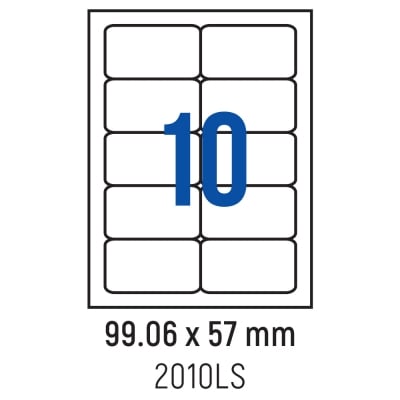 Етикети лепящи обли, 10 бр., 99.06x57.0 мм, 100 л., A4