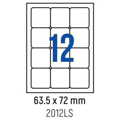 Етикети лепящи обли, 12 бр., 63.5x72.0 мм, 100 л., A4