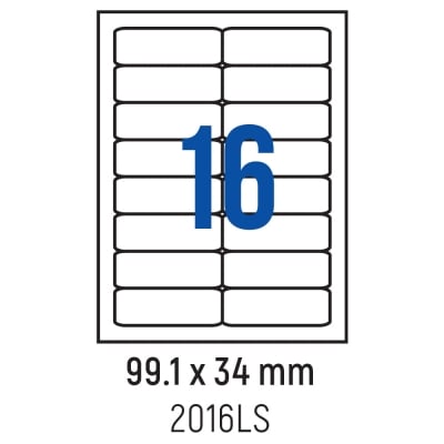 Етикети лепящи обли, 16 бр., 99.1x34.0 мм, 100 л., A4