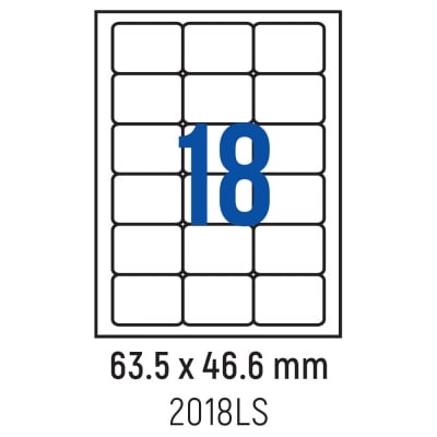 Етикети лепящи обли, 18 бр., 63.5x46.6 мм, 100 л., A4