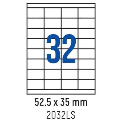 Етикети лепящи 32 бр., 52.5x35.0 мм, 100 л., A4, кант 2