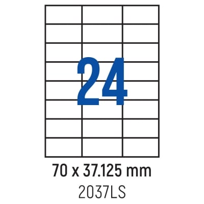 Етикети лепящи 24 бр., 70.0x37.125 мм, 100 л., A4