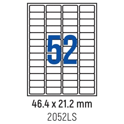 Етикети лепящи обли, 52 бр., 46.4x21.2 мм, 100 л., A4