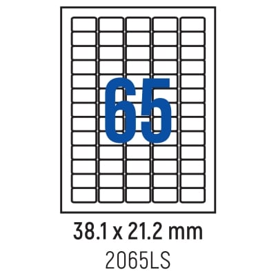Етикети лепящи обли, 65 бр., 38.1x21.2 мм, 100 л., A4