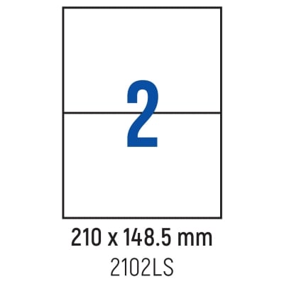 Етикети лепящи 2 бр., 210.0x148.5 мм, 100 л., A4