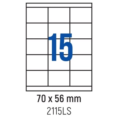 Етикети лепящи 15 бр., 70.0x56.0 мм, 100 л., A4, кант 2