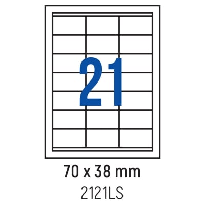 Етикети лепящи 21 бр., 70.0x38 мм, 100 л., A4, кант 2