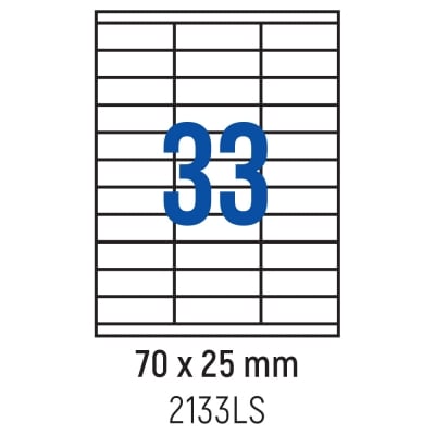 Етикети лепящи 33 бр., 70.0x25.0 мм, 100 л., A4, кант 2