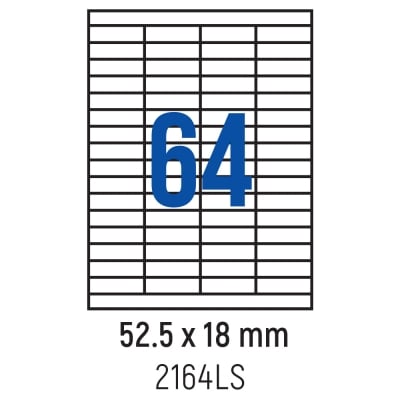 Етикети лепящи 64 бр., 52.5x18.0 мм, 100 л., A4, кант 2