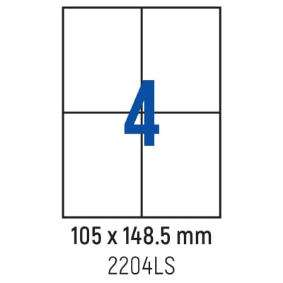 Етикети лепящи 4 бр., 105.0x148.5 мм, 100 л., A4