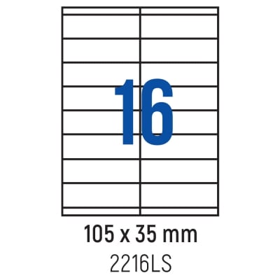 Етикети лепящи 16 бр., 105.0x35.0 мм, 100 л., A4, кант 2