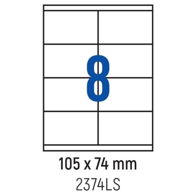 Етикети лепящи 8 бр., 105.0x74.0 мм, 100 л., A4