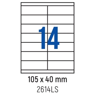 Етикети лепящи 14 бр., 105.0x40.0 мм, 100 л., A4, кант 2