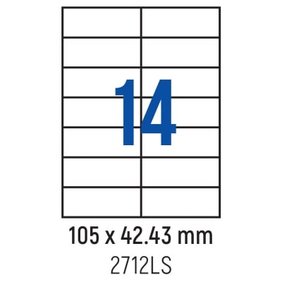 Етикети лепящи 14 бр., 105.0x42.43 мм, 100 л., A4
