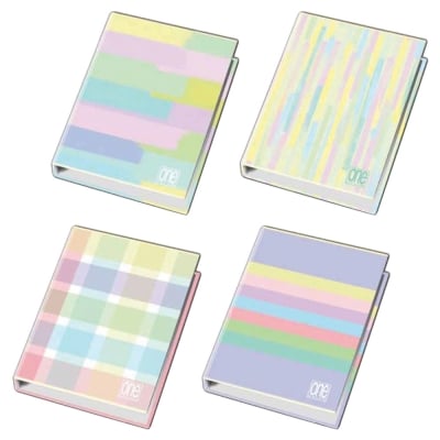 Класьор 4 ринга One Color Pastel Plus, А4, картон гланц 35 мм