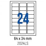 Етикети лепящи обли, 24 бр., 64.0x34.0 мм, 100 л., A4