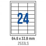 Етикети лепящи 24 бр., 64.6x33.8 мм, 100 л., A4, кант 4